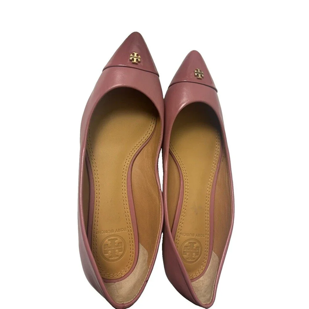 Tory Burch Fairford Point Toe Ballet Flat  Pink Leather Size 5 1/2